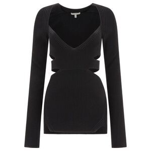 NENSI DOJAKA Ribbed Cut-Out Knit Top Women BLACK T-Shirts & Tops